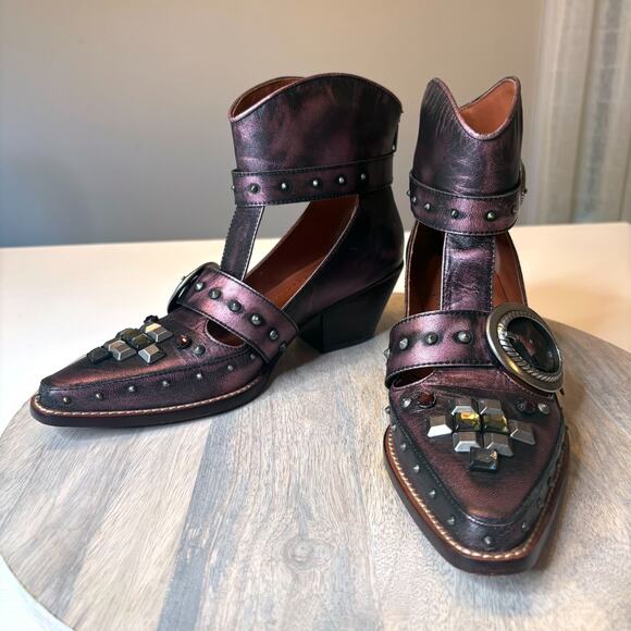 Coach Women's Cut Out Western Creeper Booties Boots Metallic Purple US Sz 7.5 B - Picture 4 of 15